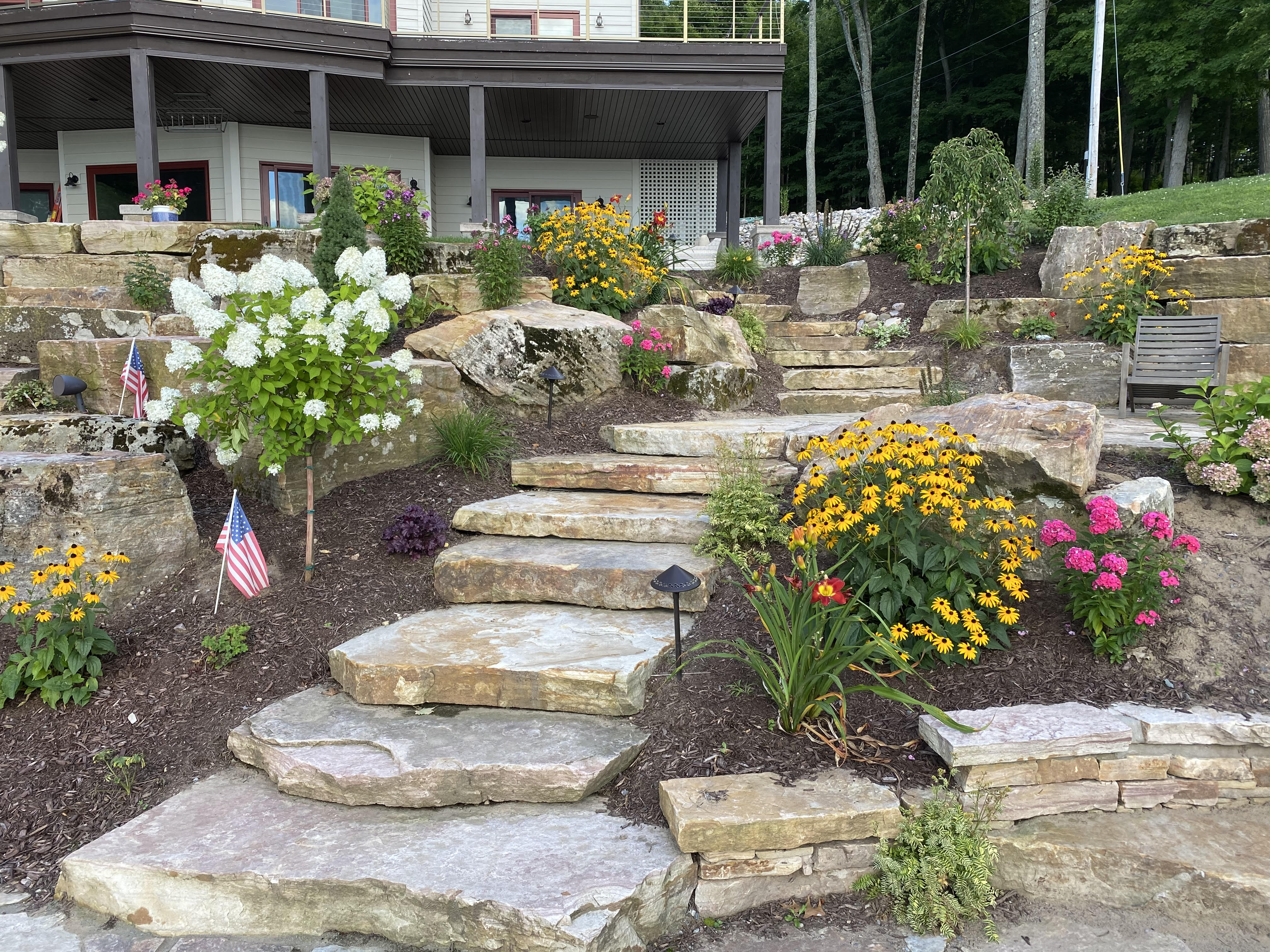 Natural Sandstone Staircase with Gardens